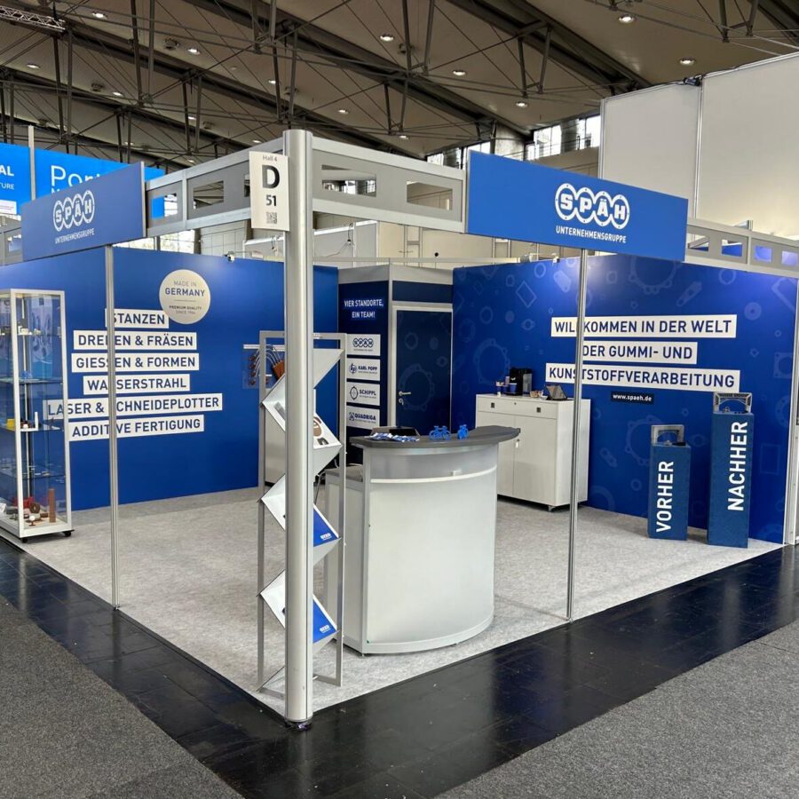 SPÄH Messestand ganz in blau
