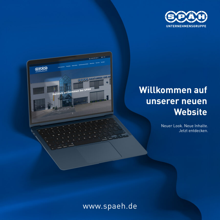 Mockup der neuen SPÄH Homepage auf einem Laptop